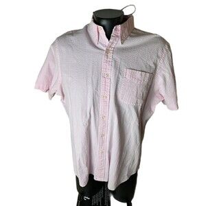 Ralph Lauren Mens Classic Fit Short Sleeve Button XXL TTG Pink & White Striped